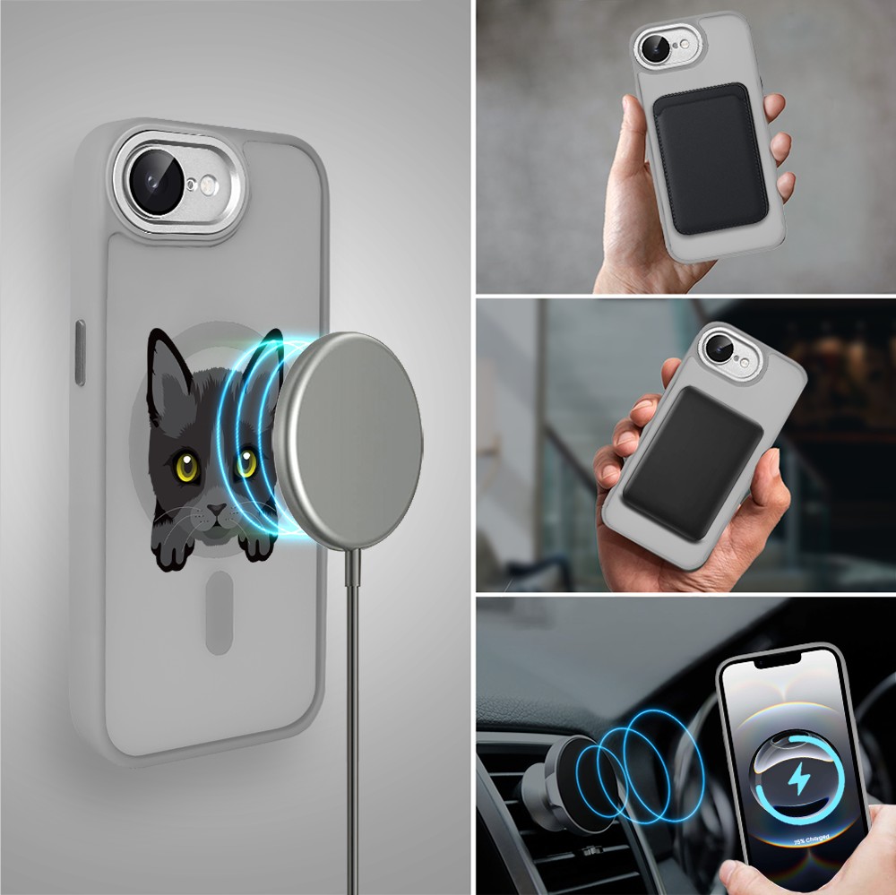 Etui do iPhone 16e Color Flush z Magsafe, z osłoną aparatu, kot bombajski, tytanowe (5)