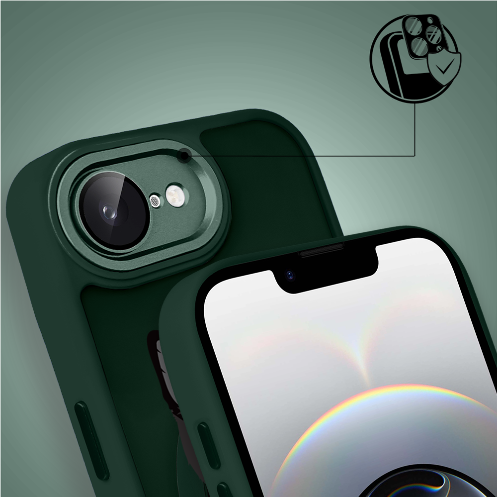Etui do iPhone 16e Color Flush z Magsafe, z osłoną aparatu, kot bombajski, zielone (1)
