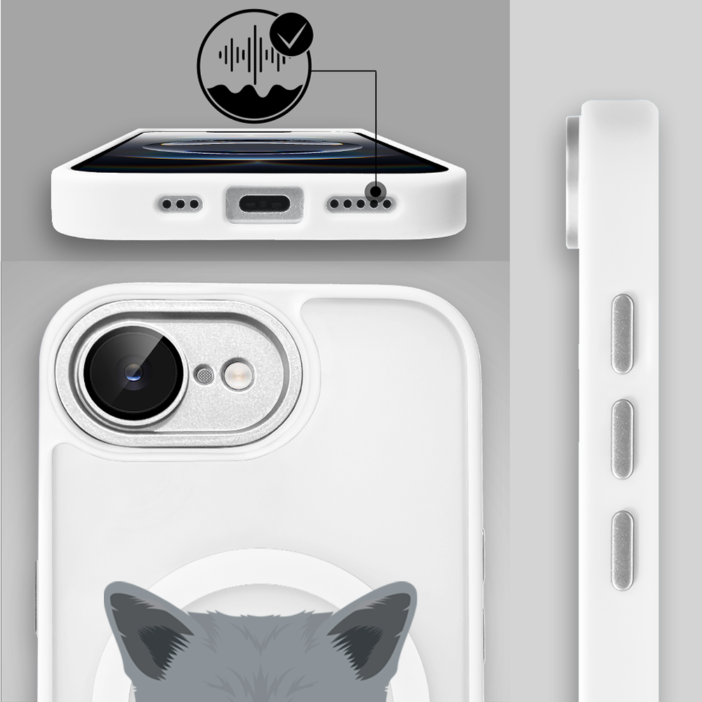 Etui do iPhone 16e Color Flush z Magsafe, z osłoną aparatu, kot brytyjski, białe (2)