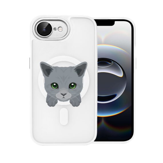 Etui do iPhone 16e Color Flush z Magsafe, z osłoną aparatu, kot brytyjski, białe (5)