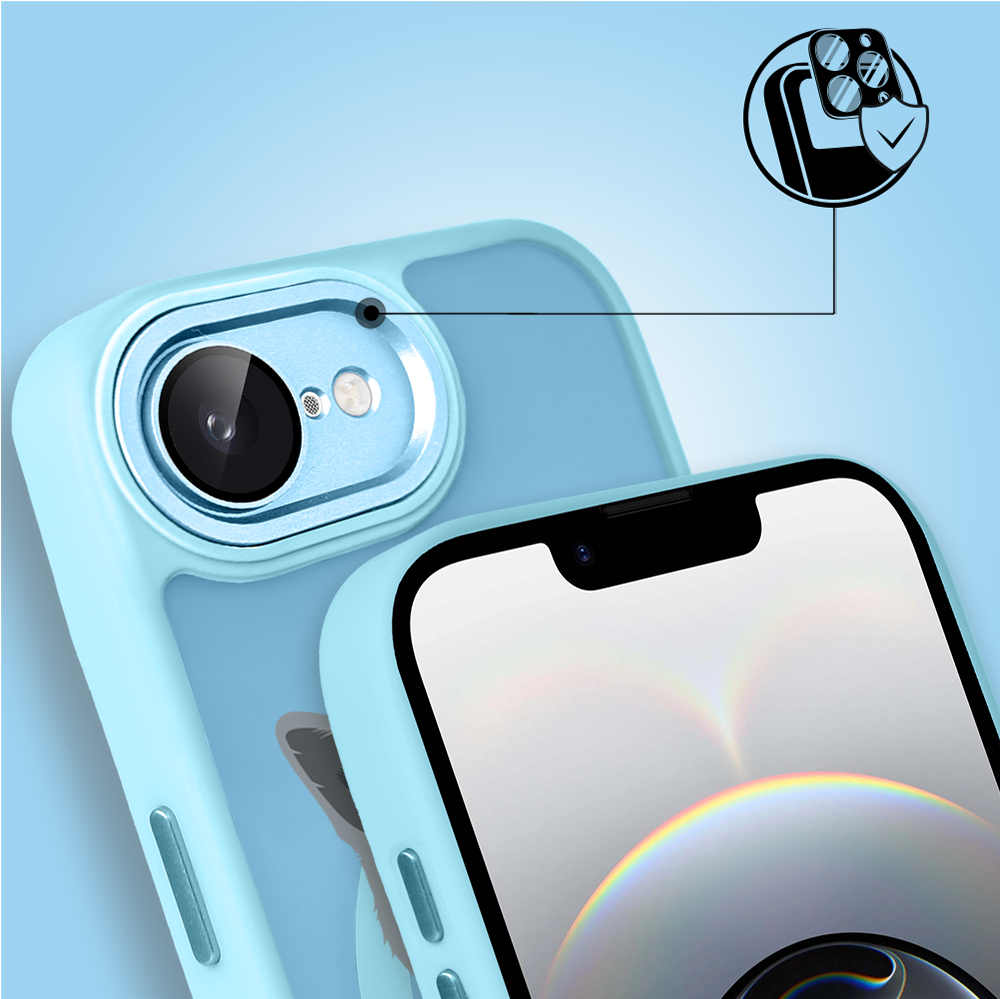 Etui do iPhone 16e Color Flush z Magsafe, z osłoną aparatu, kot brytyjski, błękitne (1)