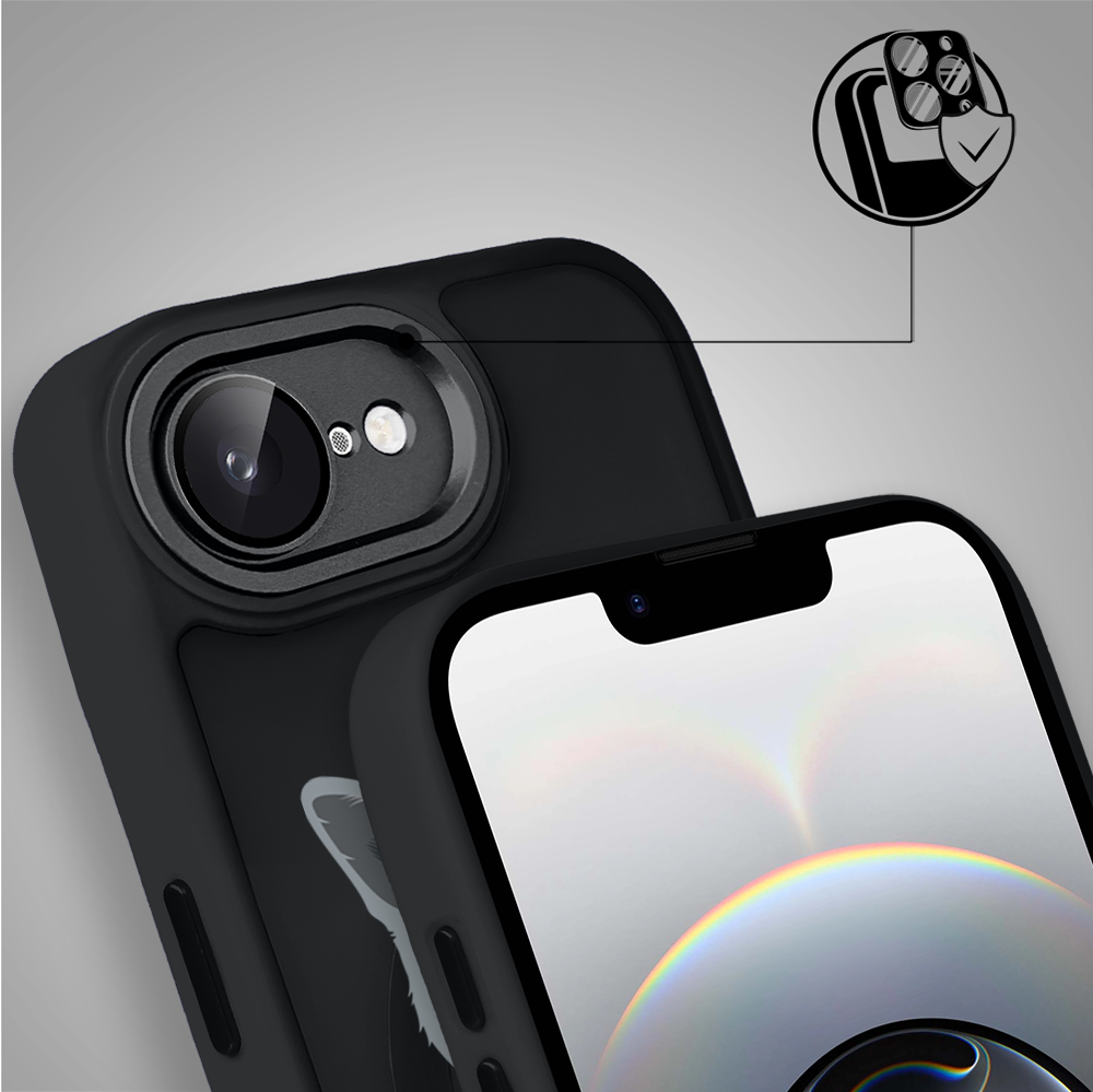Etui do iPhone 16e Color Flush z Magsafe, z osłoną aparatu, kot brytyjski, czarne (8)