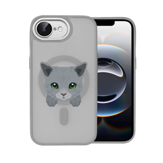 Etui do iPhone 16e Color Flush z Magsafe, z osłoną aparatu, kot brytyjski, tytanowe (4)