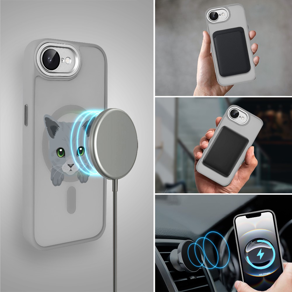 Etui do iPhone 16e Color Flush z Magsafe, z osłoną aparatu, kot brytyjski, tytanowe (6)