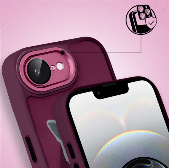 Etui do iPhone 16e Color Flush z Magsafe, z osłoną aparatu, kot brytyjski, wiśniowe (7)