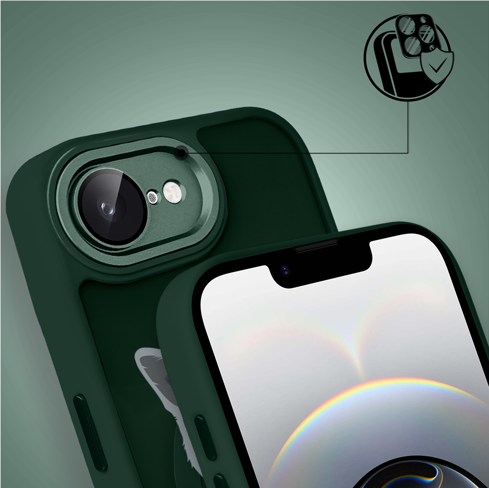 Etui do iPhone 16e Color Flush z Magsafe, z osłoną aparatu, kot brytyjski, zielone (2)
