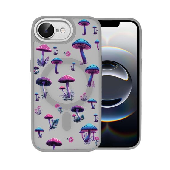Etui do iPhone 16e Color Flush z Magsafe, z osłoną aparatu, magiczne grzybki, tytanowe (4)