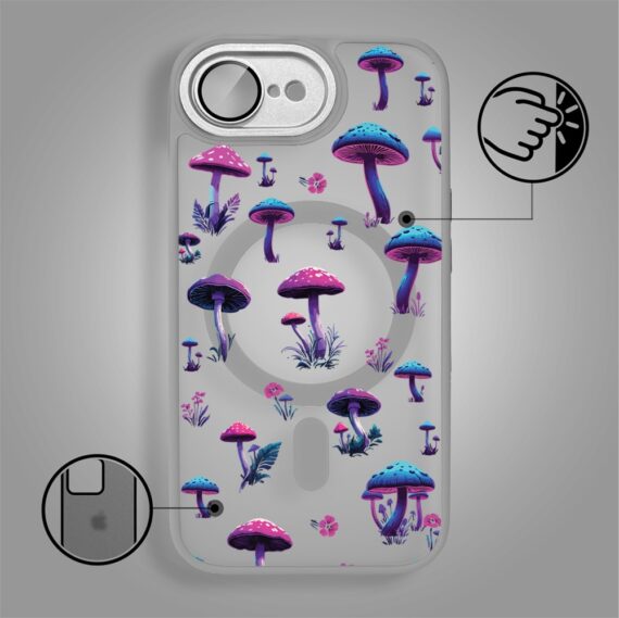 Etui do iPhone 16e Color Flush z Magsafe, z osłoną aparatu, magiczne grzybki, tytanowe (5)