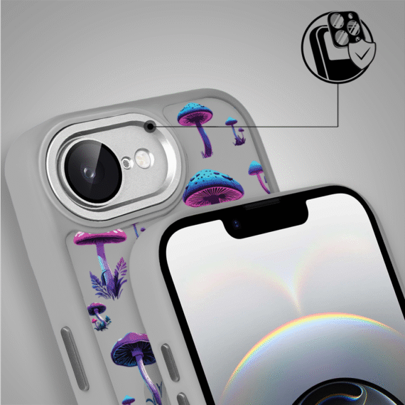 Etui do iPhone 16e Color Flush z Magsafe, z osłoną aparatu, magiczne grzybki, tytanowe (8)