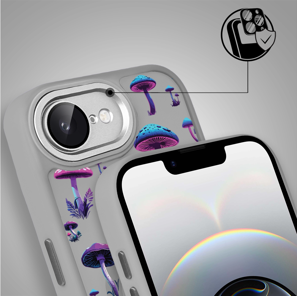 Etui do iPhone 16e Color Flush z Magsafe, z osłoną aparatu, magiczne grzybki, tytanowe (8)