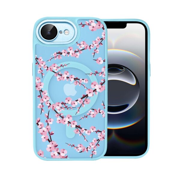 Etui do iPhone 17e Color Flush z MagSafe, z osłoną aparatu, sakura kwiat wiśni, błękitne