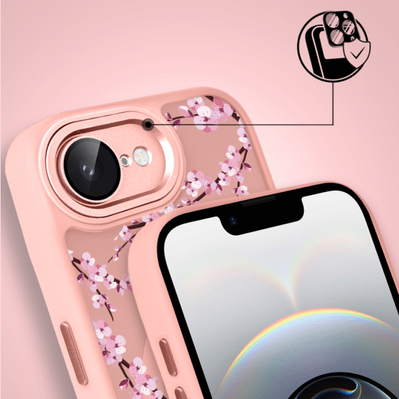 Etui do iPhone 16e Color Flush z Magsafe, z osłoną aparatu, sakura kwiat wiśni, różowe (1)