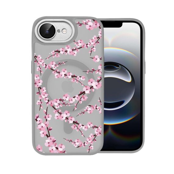 Etui do iPhone 16e Color Flush z Magsafe, z osłoną aparatu, sakura kwiat wiśni, tytanowe (4)