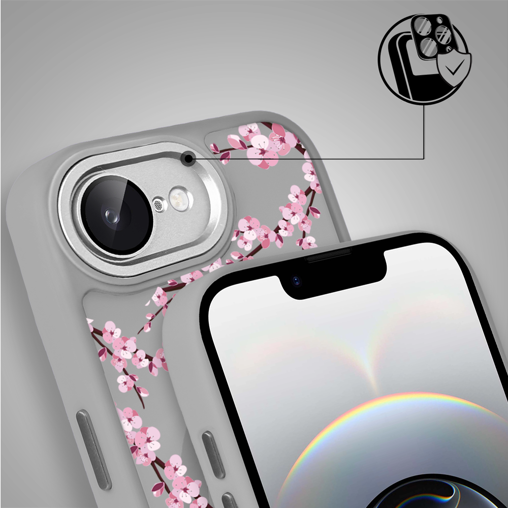 Etui do iPhone 16e Color Flush z Magsafe, z osłoną aparatu, sakura kwiat wiśni, tytanowe (8)
