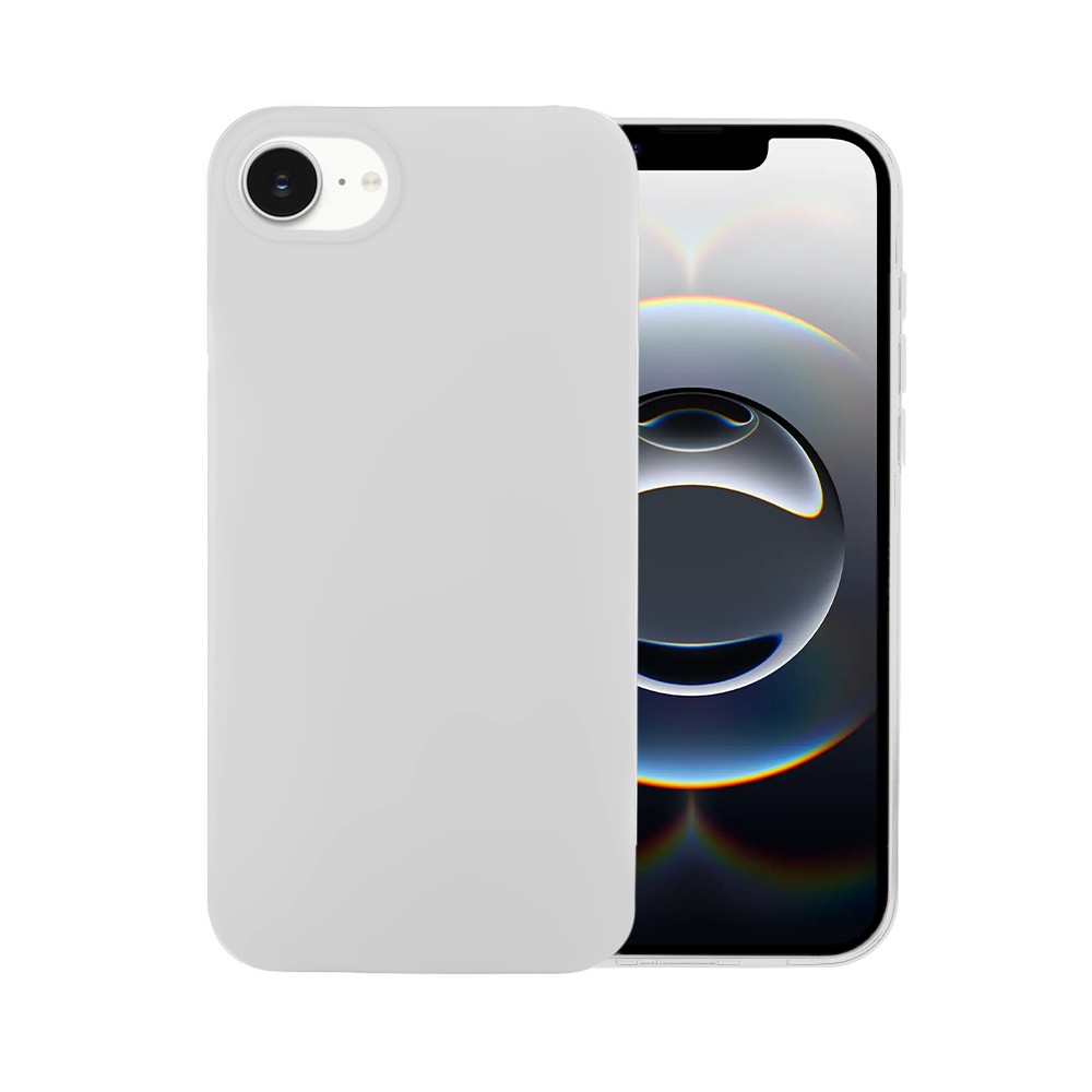 Etui do iPhone 16e silikonowe z mikrofibrą soft touch, białe alabastrowe (2)