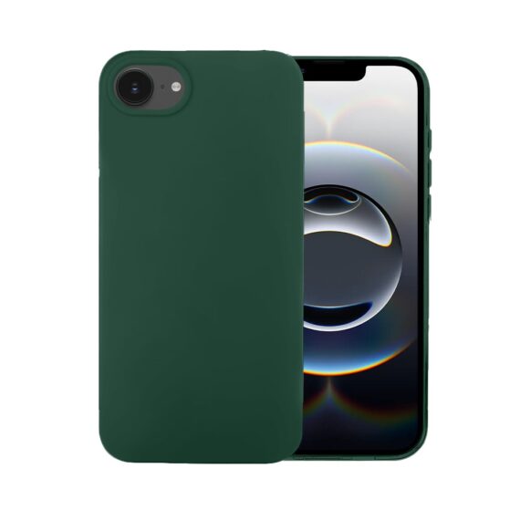 Etui do iPhone 16e silikonowe z mikrofibrą soft touch, butelkowa zieleń (2)