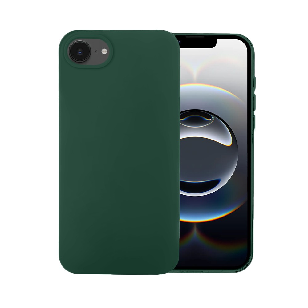 Etui do iPhone 16e silikonowe z mikrofibrą soft touch, butelkowa zieleń (2)