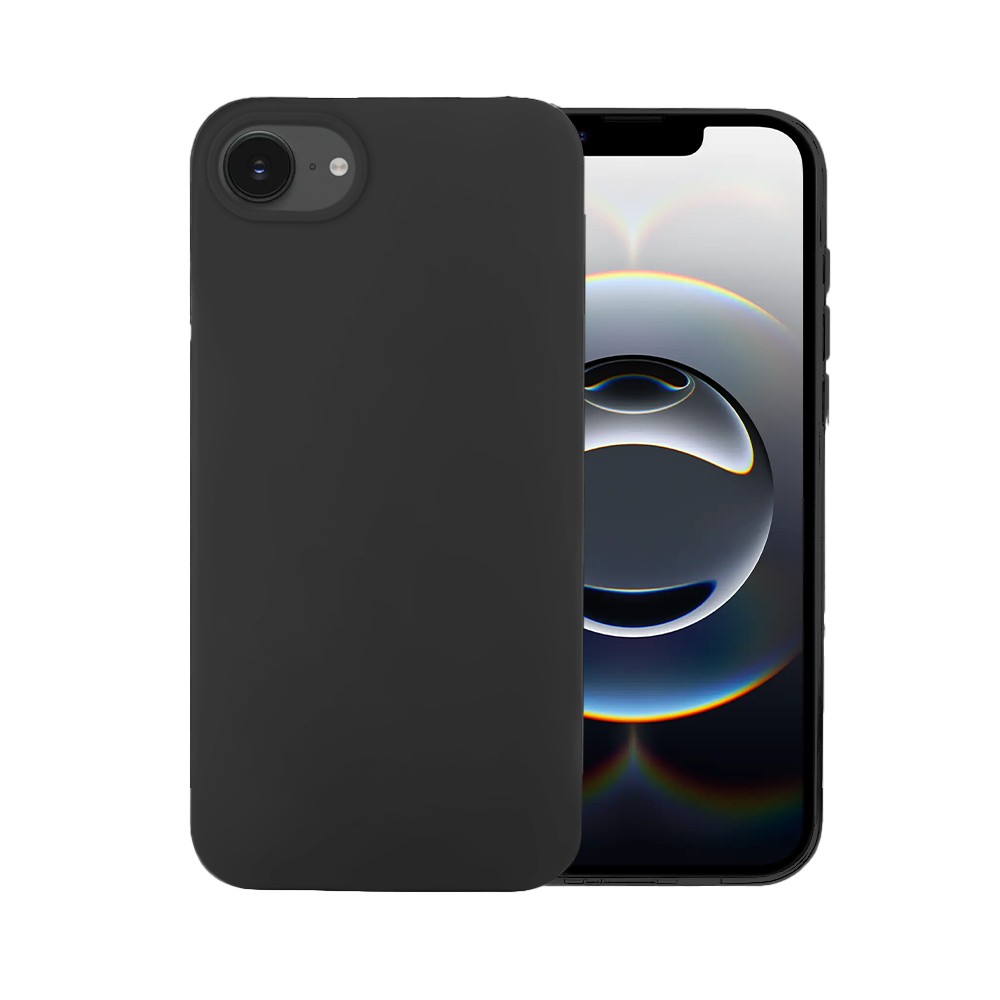 Etui do iPhone 16e silikonowe z mikrofibrą soft touch, czarne (2)