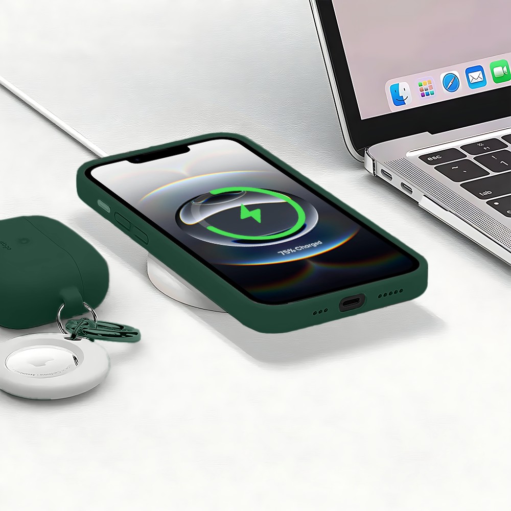 Etui do iPhone 16e silikonowe z mikrofibrą soft touch, fioletowy liliowy (1)