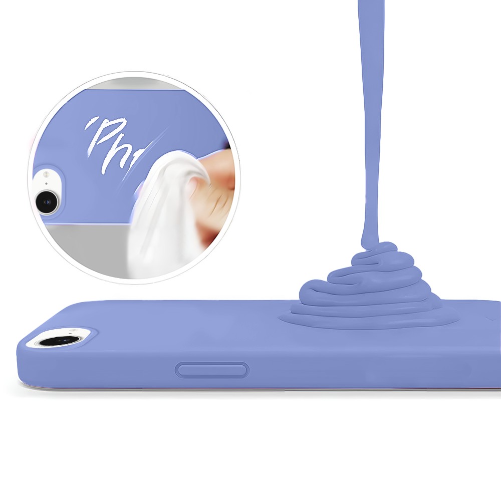 Etui do iPhone 16e silikonowe z mikrofibrą soft touch, fioletowy liliowy (7)