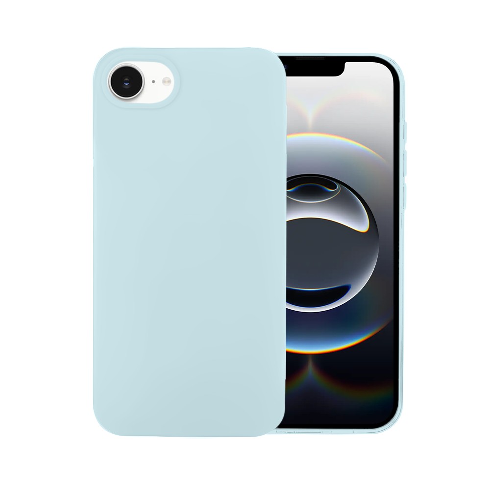 Etui do iPhone 16e silikonowe z mikrofibrą soft touch, jasny niebieski (2)