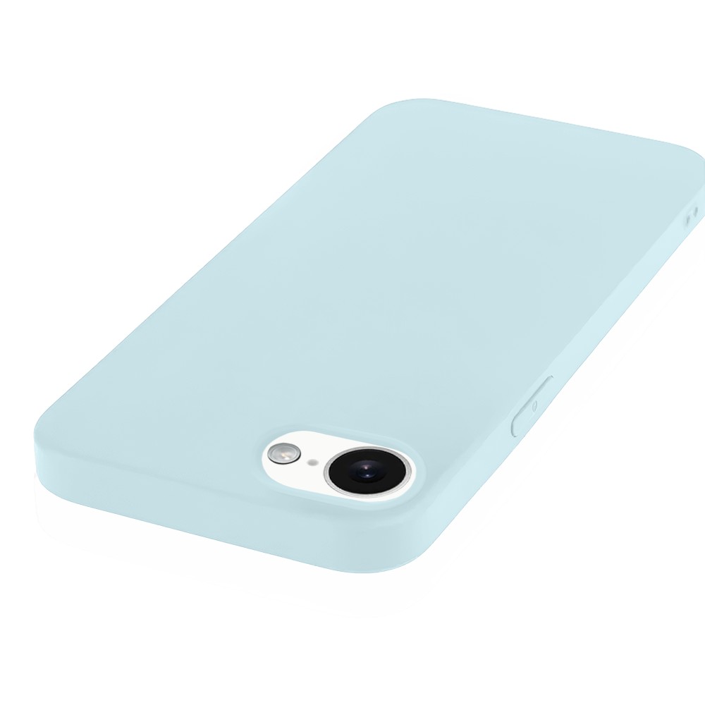 Etui do iPhone 16e silikonowe z mikrofibrą soft touch, jasny niebieski (4)