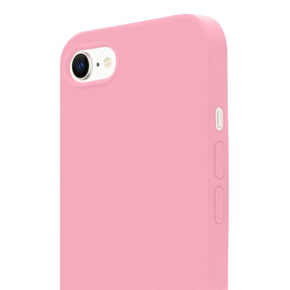 Etui do iPhone 16e silikonowe z mikrofibrą soft touch, jasny róż (2)