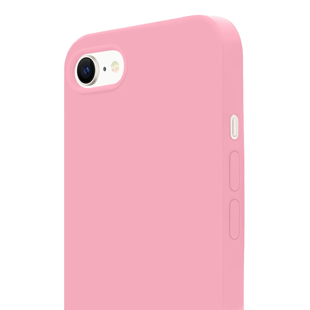 Etui do iPhone 16e silikonowe z mikrofibrą soft touch, jasny róż (2)