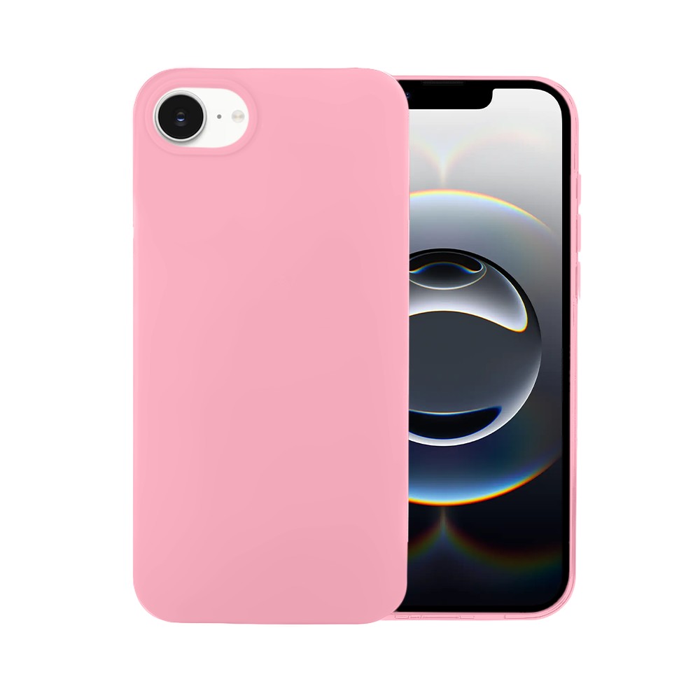Etui do iPhone 16e silikonowe z mikrofibrą soft touch, jasny róż (6)