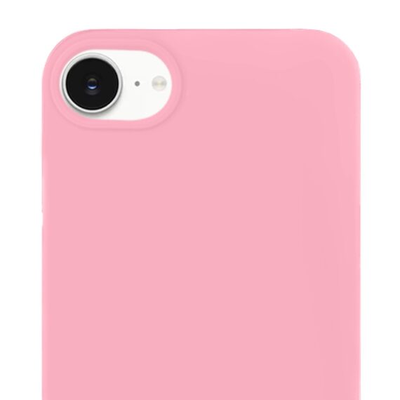 Etui do iPhone 16e silikonowe z mikrofibrą soft touch, jasny róż (7)