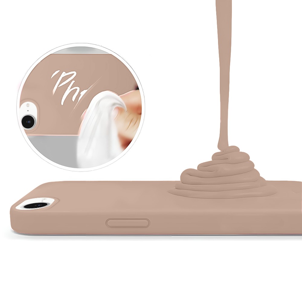Etui do iPhone 16e silikonowe z mikrofibrą soft touch, kawowe (7)