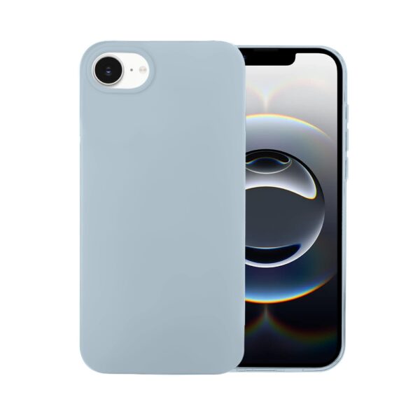 Etui do iPhone 17e silikonowe z mikrofibrą soft touch, lodowy błękit