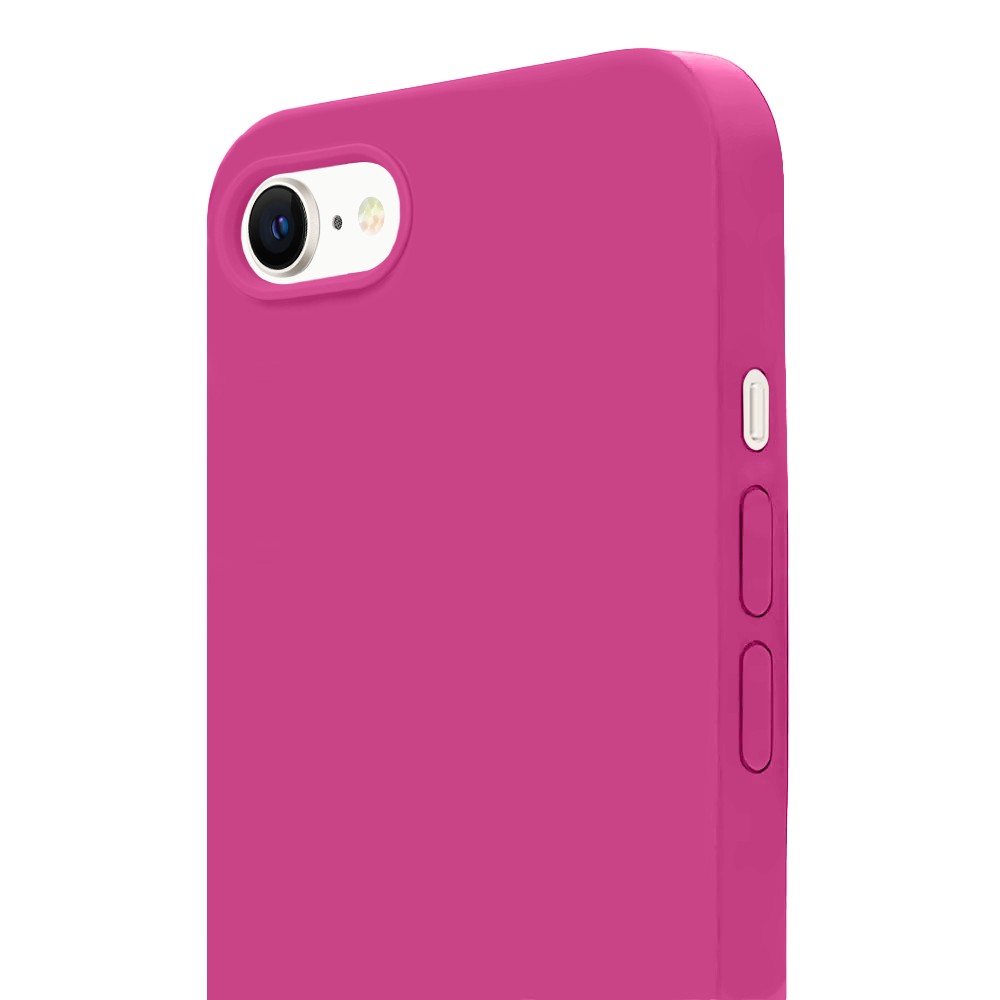Etui do iPhone 16e silikonowe z mikrofibrą soft touch, malinowe (1)