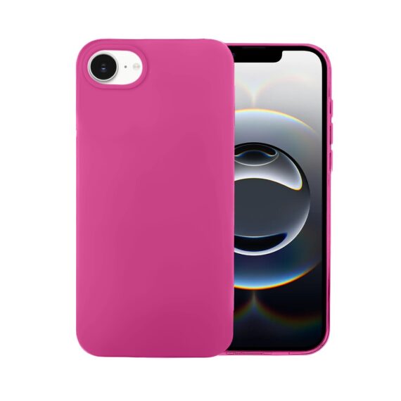 Etui do iPhone 16e silikonowe z mikrofibrą soft touch, malinowe (5)
