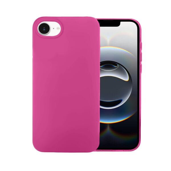 Etui do iPhone 17e silikonowe z mikrofibrą soft touch, malinowe
