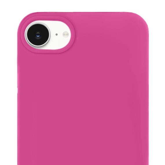 Etui do iPhone 16e silikonowe z mikrofibrą soft touch, malinowe (6)