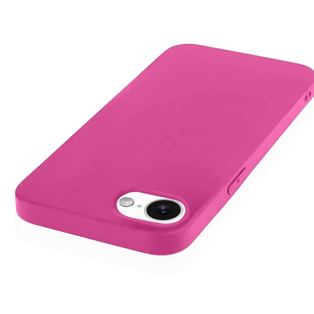Etui do iPhone 16e silikonowe z mikrofibrą soft touch, malinowe (7)