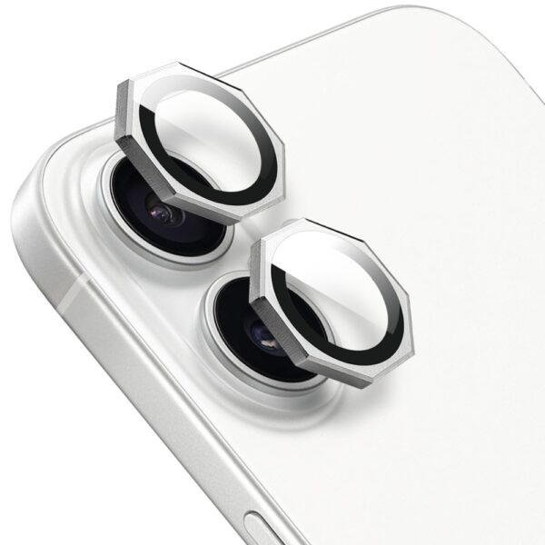 Metalowe osłony obiektywów do iPhone 16, HexArmor, srebrne