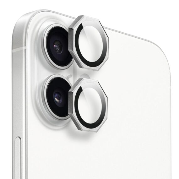 Metalowa osłona obiektywów szkło na aparat iPhone 16 srebrne-2_