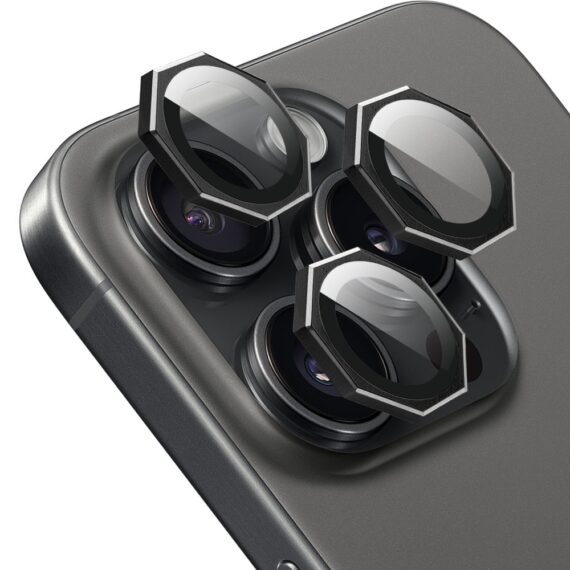 Metalowe osłony obiektywów do iPhone 16 Pro, HexArmor, czarne (1)