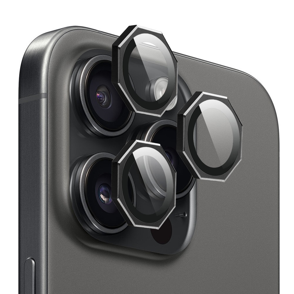 Metalowe osłony obiektywów do iPhone 16 Pro, HexArmor, czarne (3)