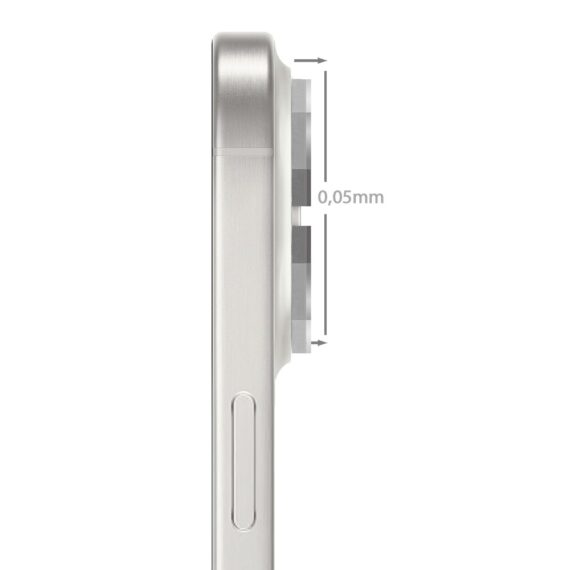 Metalowe osłony obiektywów do iPhone 16 Pro, HexArmor, srebrne (1)
