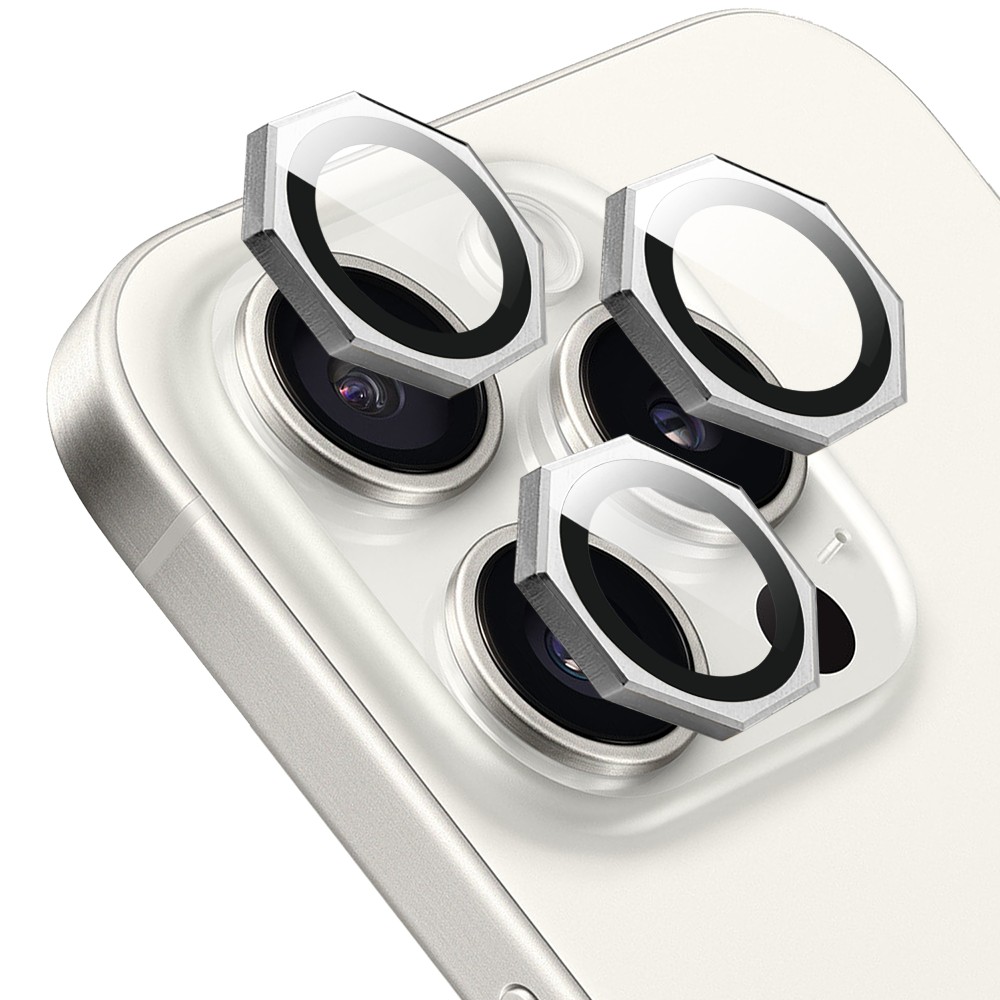 Metalowe osłony obiektywów do iPhone 16 Pro, HexArmor, srebrne (2)