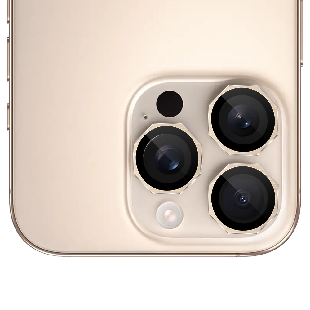 Metalowe osłony obiektywów do iPhone 16 Pro Max, HexArmor, złoteMetalowa osłona obiektywów szkło na aparat iPhone 16 Pro Tytan-3