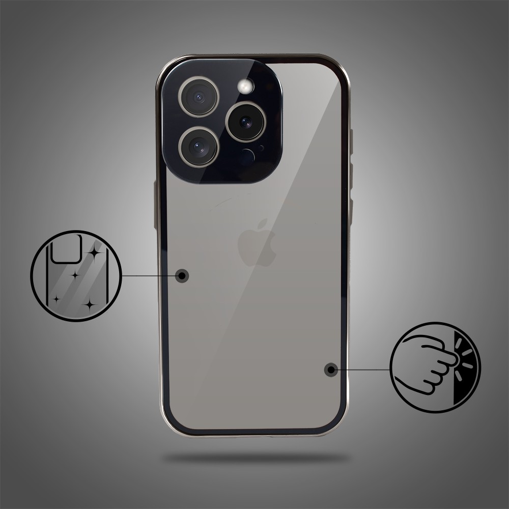 Obudowa do iPhone 16 Pro Max podwójna szyba i polerowane aluminium 360° magnetyczna, z osłoną aparatu, tytanow (8)