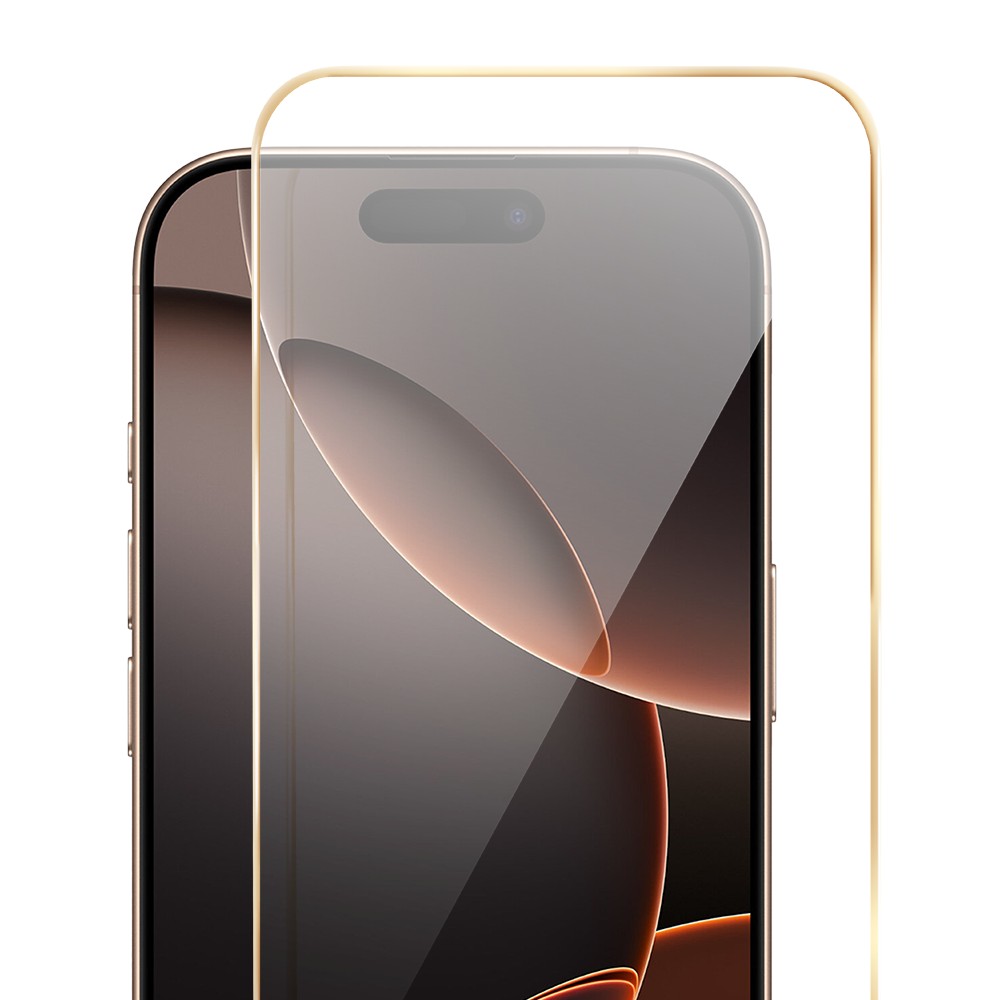 Szkło hartowane 9H do iPhone 16 Pro Max, twarde wzmocnione z metalizowaną złotą ramkąArtboard 3