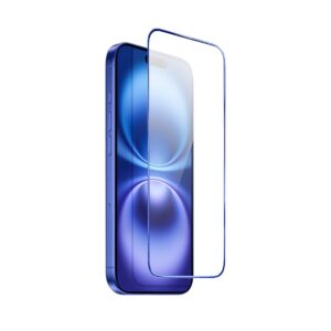 Szkło hartowane 9H do iPhone 16, niebieska ramka