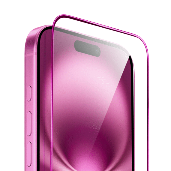 Szkło hartowane 9H do iPhone 16, twarde wzmocnione z metalizowaną złotą ramką (3)