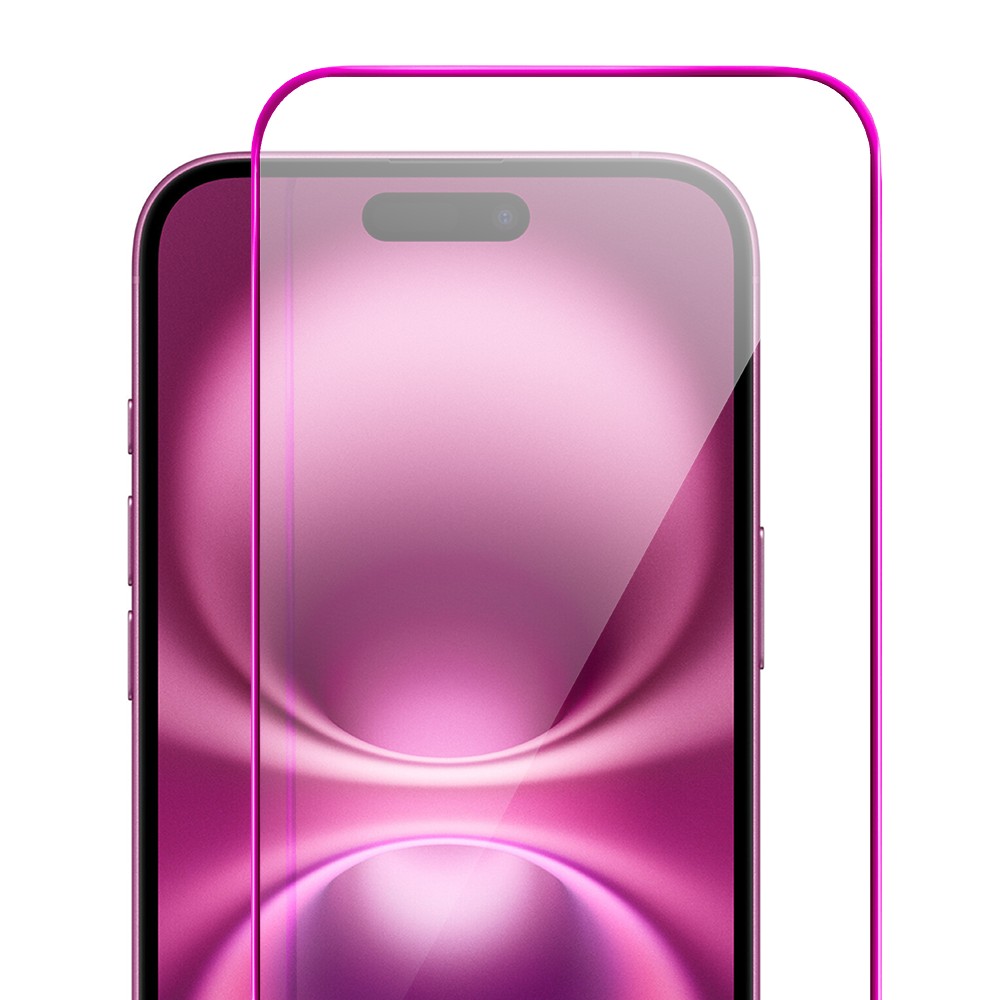 Szkło hartowane 9H do iPhone 16, twarde wzmocnione z metalizowaną złotą ramką (4)