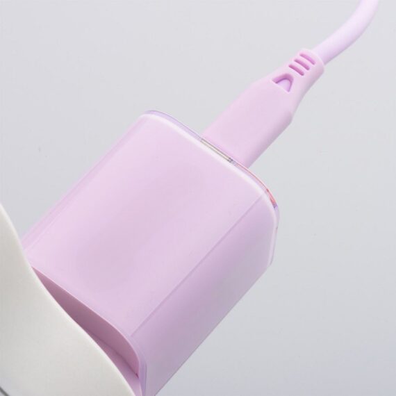 Szybka ładowarka 33W USB Typ C + USB A z kablem 2x USB Typ C do iPhone 1516, różowa (1)
